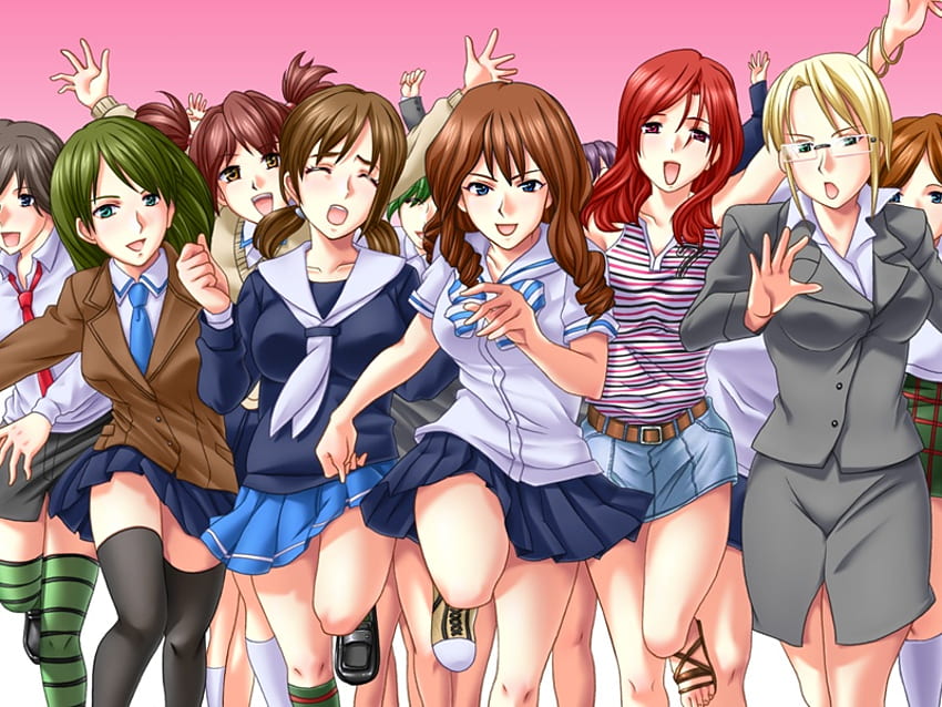 many many girls, other, girls, anime HD wallpaper