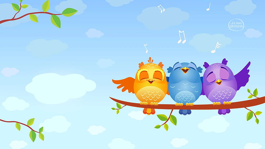 pássaro - desenho animado, desenho animado, fundo bonito, desenho de pássaros papel de parede HD