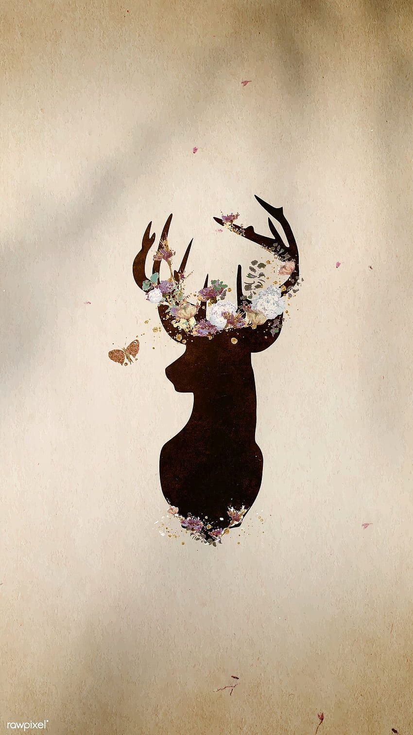 premium vector of Deer head silhouette painting mobile, Cute Deer HD phone wallpaper