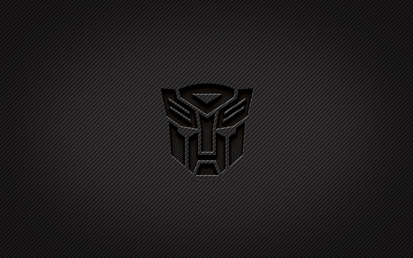 Logo karbon transformer,, seni grunge, latar belakang karbon, kreatif, logo hitam Transformers, logo bioskop, logo Transformers, Transformers Wallpaper HD