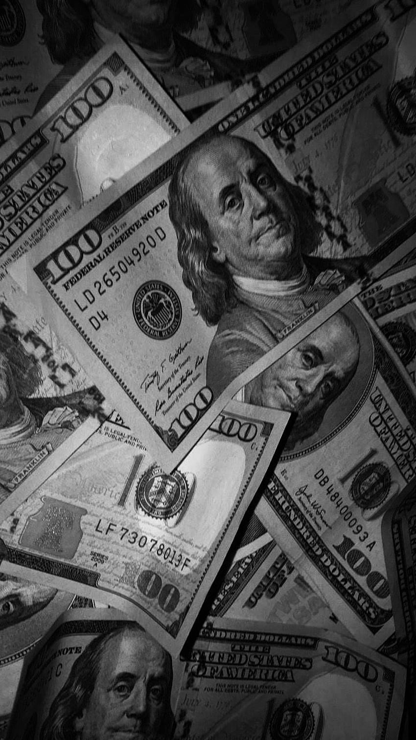 ドル。 Money iphone、黒と白の壁、黒、Money Black HD電話の壁紙
