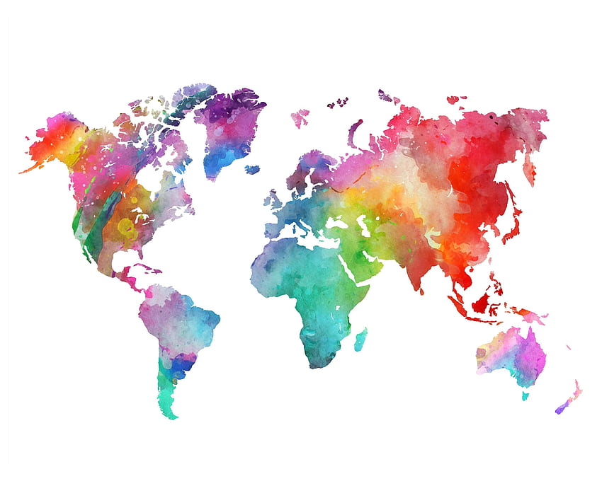 Карта на света с дъга за печат Цветна акварелна карта на света Стенно изкуство Карта на света Карта на плакат Печат на карта с дигитален декор Wanderlust Подарък за пътуване през 2020 г. Цветна карта на света, Карта на света, Изкуство на карта на света HD тапет