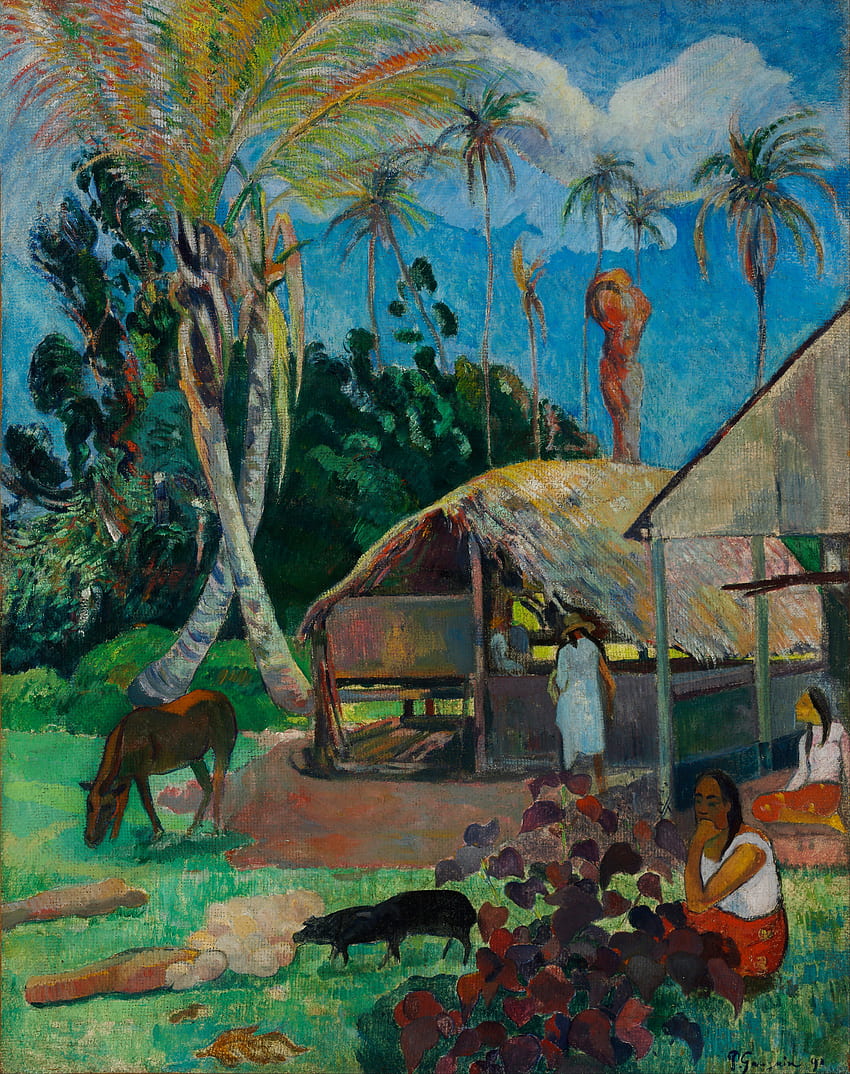Paul Gauguin - Czarne świnie - Google Art Commons Tapeta na telefon HD