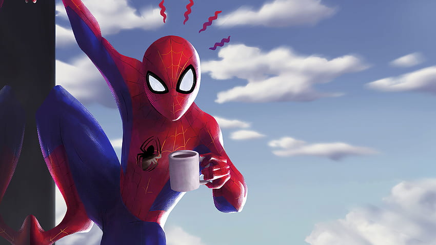 Spider Man With Coffe spider man , spider HD wallpaper