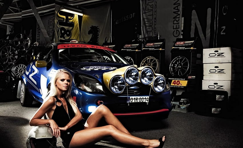 Ford-Rally-Car-Girl, Rally, Dirt, Garage, Babe HD wallpaper