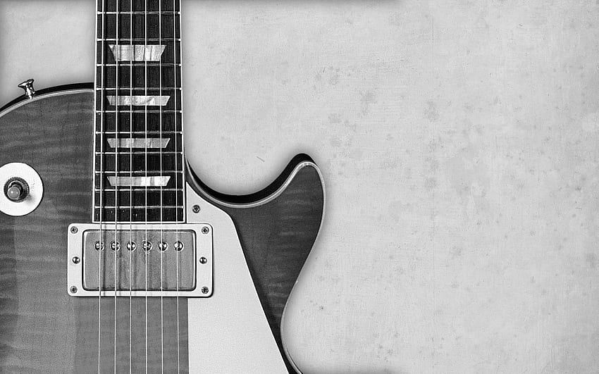 black and white, guitar, white, black, abstract HD wallpaper