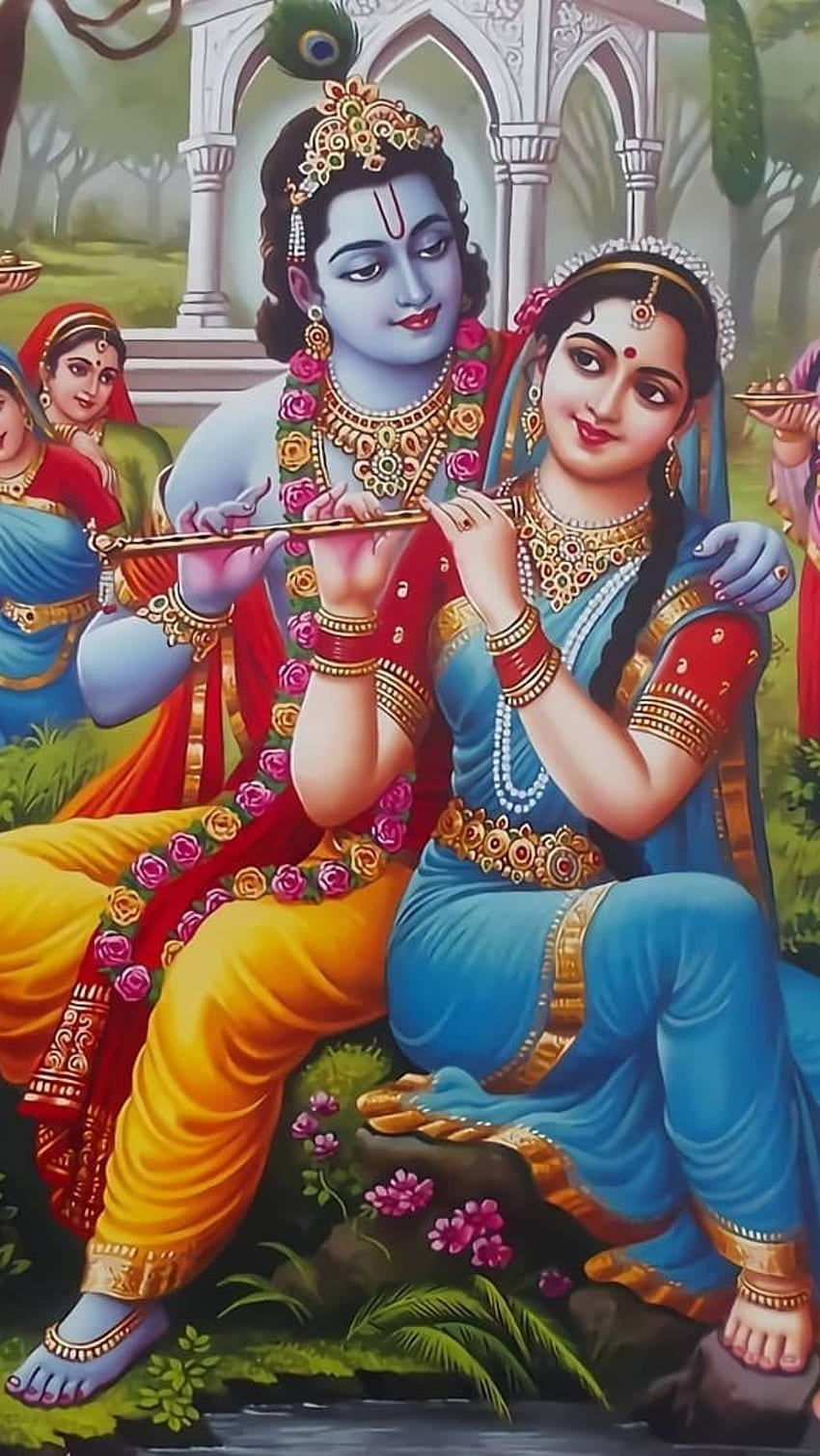 Radha Krishna , Lord Krishna, Painting HD phone wallpaper