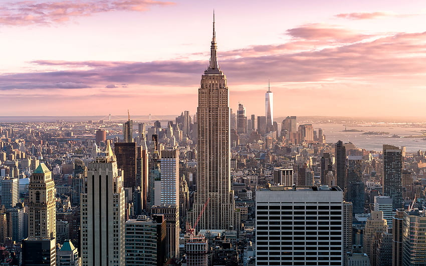 Manhattan Skyline Ню Йорк, Ню Йорк HD тапет