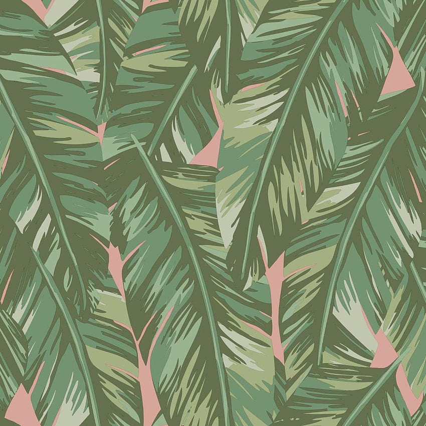 ESTA Home Dumott Olive Tropical Leaves in the department, Pink and Green Leaf HD phone wallpaper