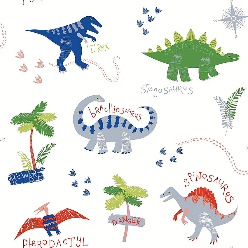 Arthouse, Kids Dino Doodles , Green Blue, Cute Green Dinosaur HD phone wallpaper
