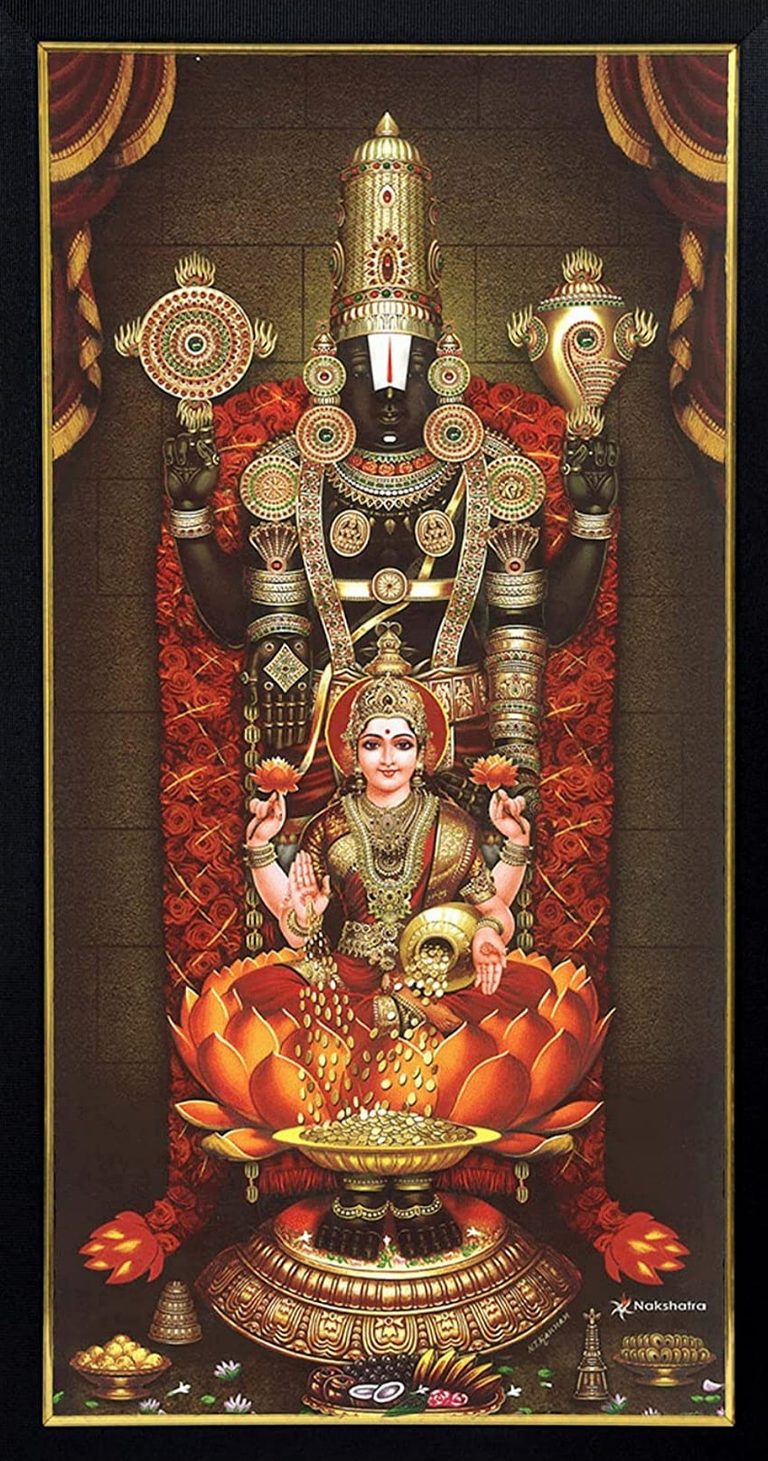 Balaji with Laxmidevi, religious_item, art HD phone wallpaper