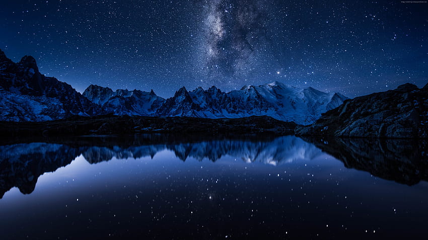 Stars, Mountains, Lake, , Space - Space Pc - HD wallpaper