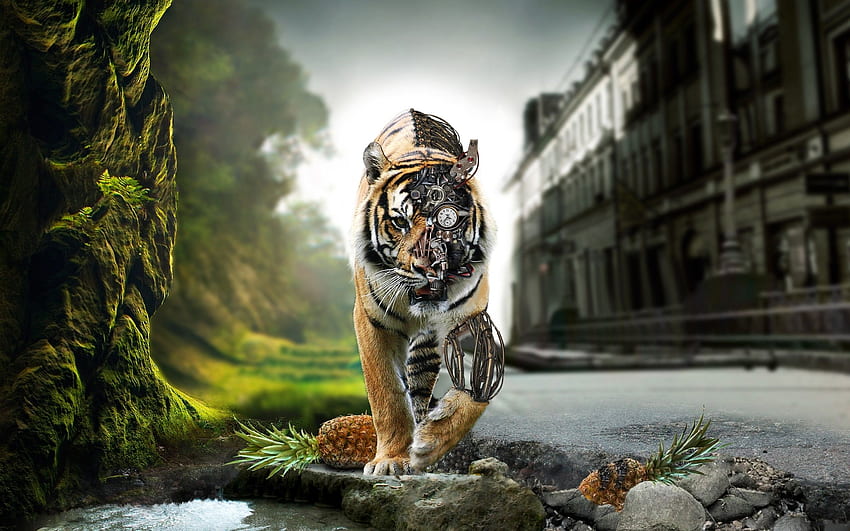 3D Tiger Bionic - HD wallpaper