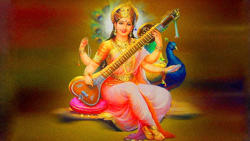 Saraswati Devi Pełna. Hinduscy bogowie i boginie, Saraswati Devi Tapeta HD