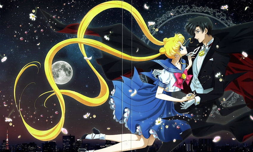 Mavi ve sarı çiçek desenli tekstil, Sailor Moon, Moon . Flare, Sailor Moon Karakterleri PC HD duvar kağıdı