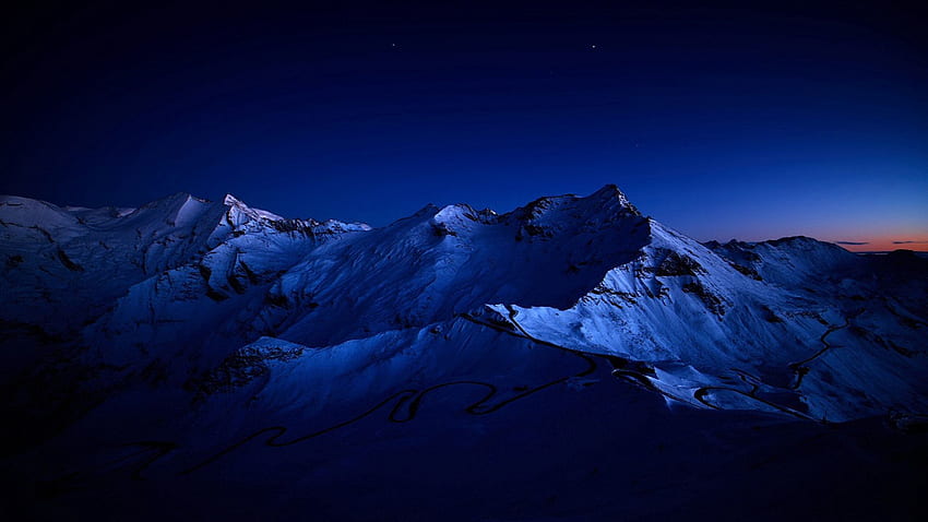 Nuit, Nature, Ciel, Montagnes, Route, Obscurité, Coudes Fond d'écran HD