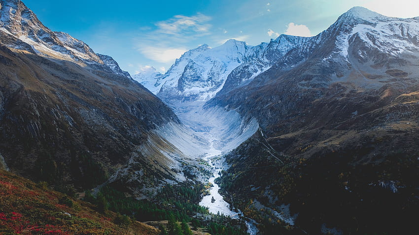 Rivière, nature, montagnes suisses, vallée Fond d'écran HD