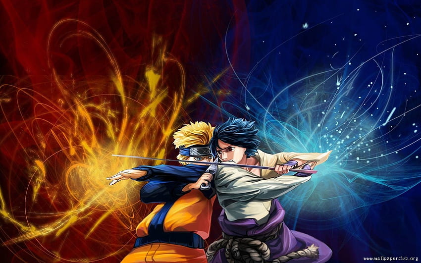 naruto vs sasuke, kunai, painted, ninja, illustration, nice, uzumaki, anime, uchiha, cool, naruto HD wallpaper