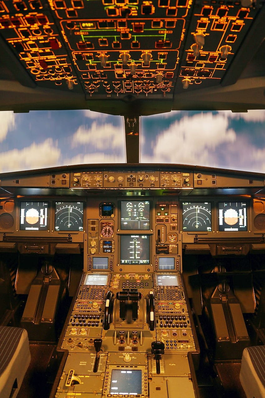 póster de la cabina del a320 en alta resolución, cabina del A350 fondo de pantalla del teléfono