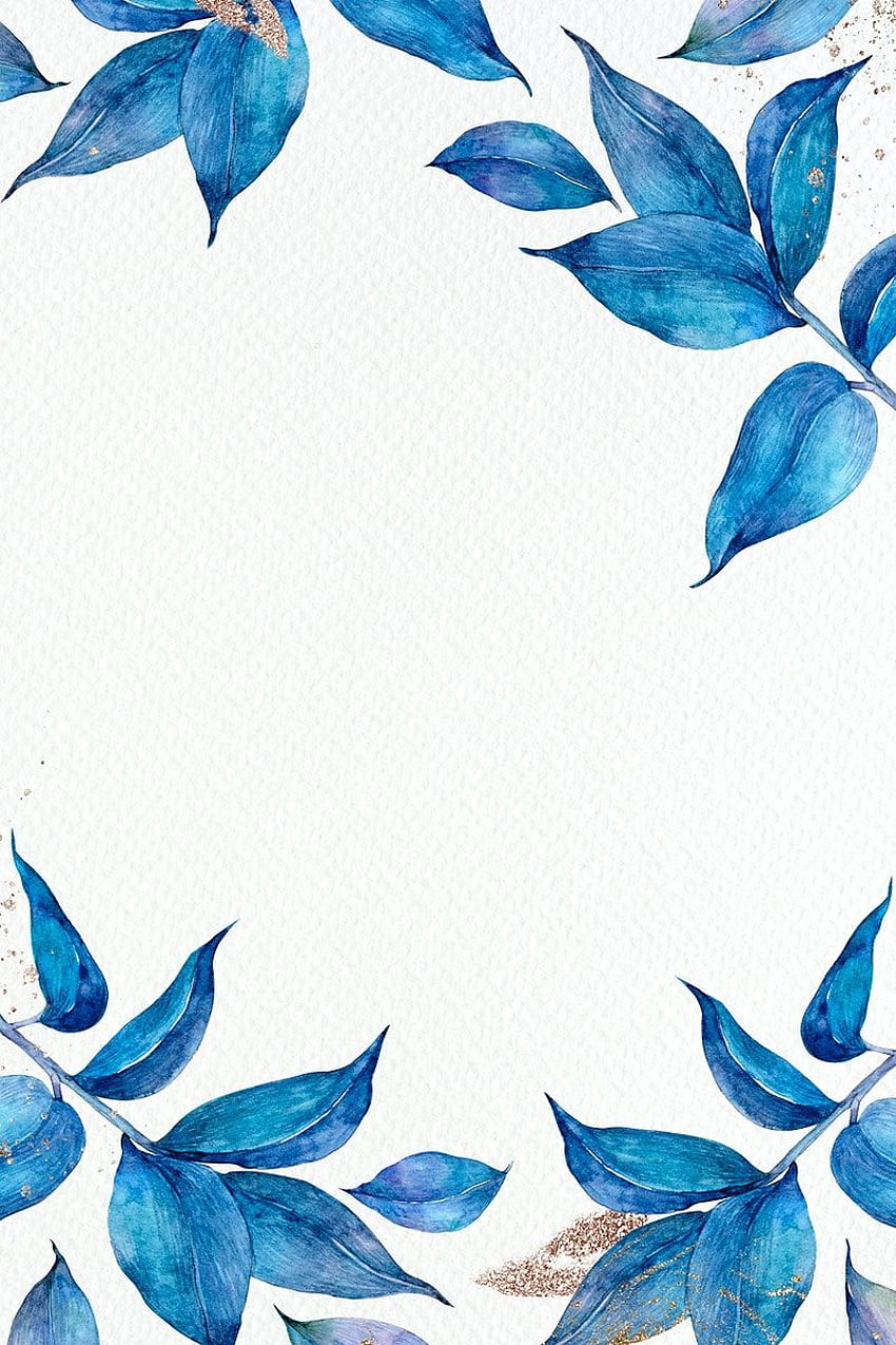 Blauer botanischer Blattrahmen in Aquarell. Prämie / Adj. Blumenrahmen png, gerahmte Pflanzen, Blumenhintergrund, Aquarellblätter HD-Handy-Hintergrundbild
