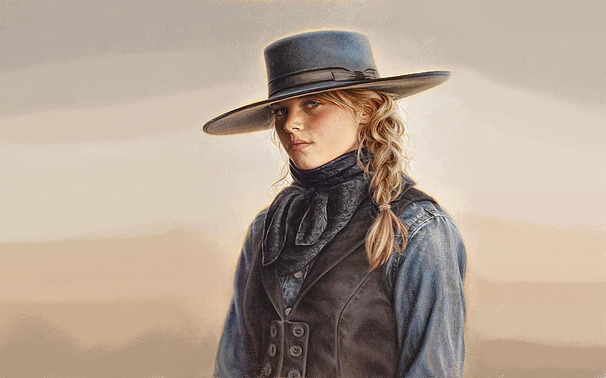 Cowgirl Art.., estilo, vaqueira, diversão, arte, moda, loiras, pintura, meninas, mulheres, modelos, ocidental, chapéus, fêmea papel de parede HD