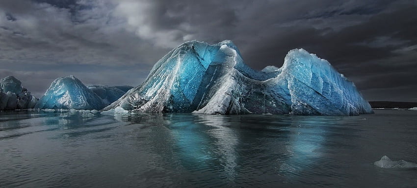nature landscape iceberg sea clouds cold morning daylight blue water, Arctic Ocean Landscape HD wallpaper