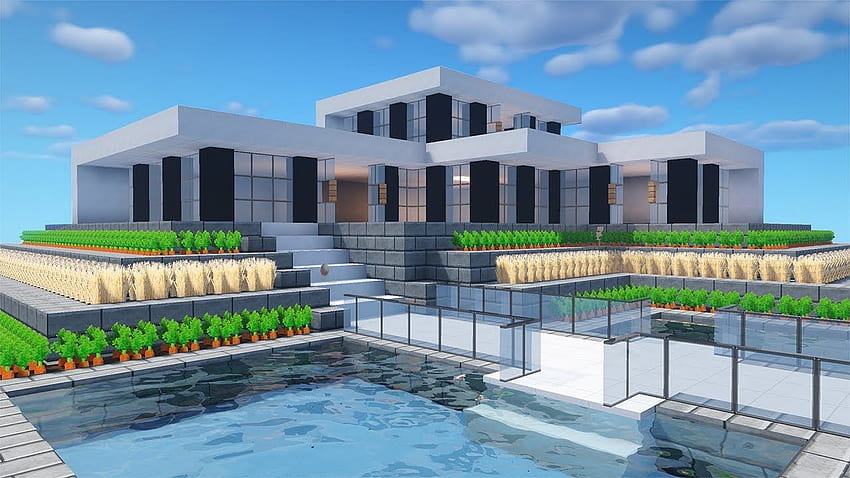 Easy Minecraft: Tutorial de una casa pequeña y moderna - Cómo construir una casa en Minecraft, Modern Mansion fondo de pantalla