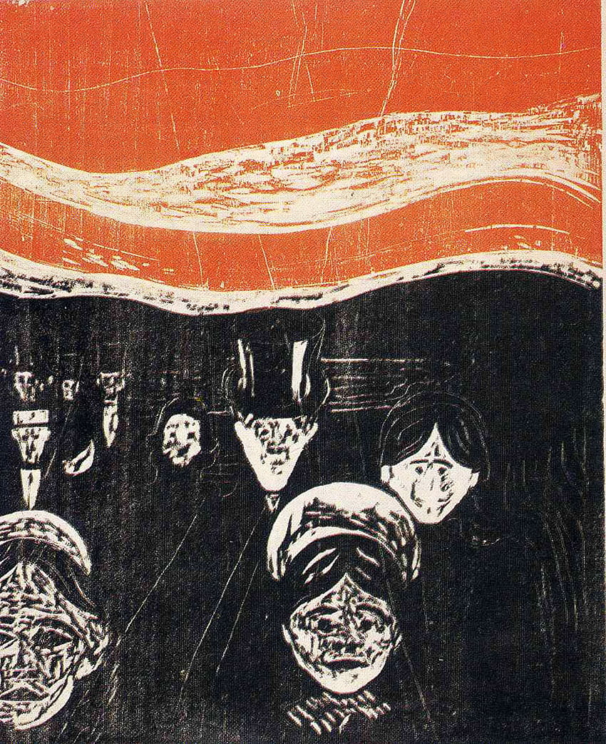 不安の木版画 - 表現主義者のエドヴァルド・ムンクの芸術、不安の芸術 HD電話の壁紙