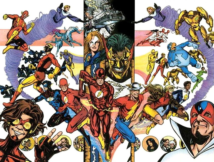 Speedster del passato e del presente, DC Comics, supereroi, fumetti, Flash Sfondo HD