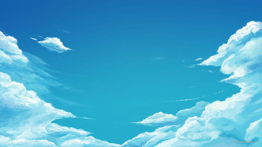 青空雲、水色アニメ 高画質の壁紙