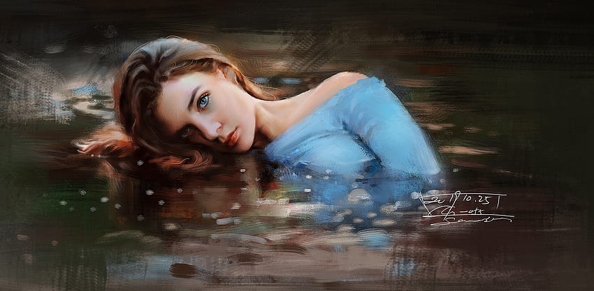 Mermaid Portrait Blue Quan Shengwu Fantasy Art Girl Water Hd Wallpaper Pxfuel 