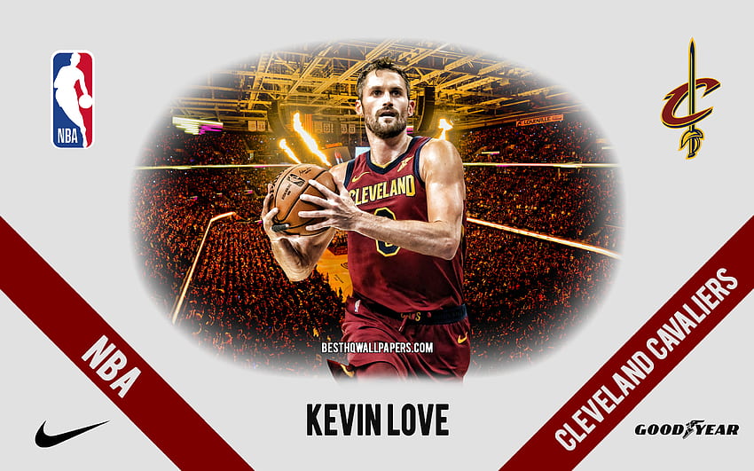 Кевин Лав, Кливланд Кавалиърс, американски баскетболист, НБА, портрет, САЩ, баскетбол, Rocket Mortgage FieldHouse, лого на Кливланд Кавалиърс HD тапет