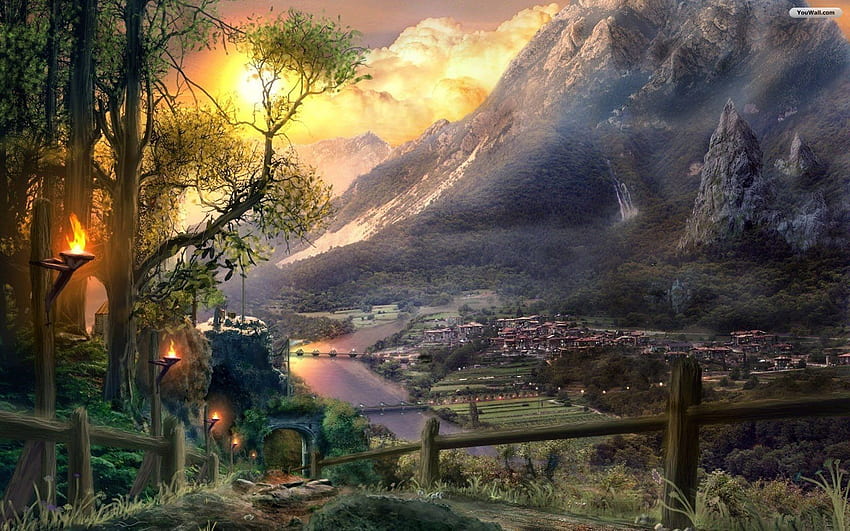 YouWall - Fantasy World - , , . - Zone. Fantasy landscape, Landscape , Fantasy city, Imaginary World HD wallpaper