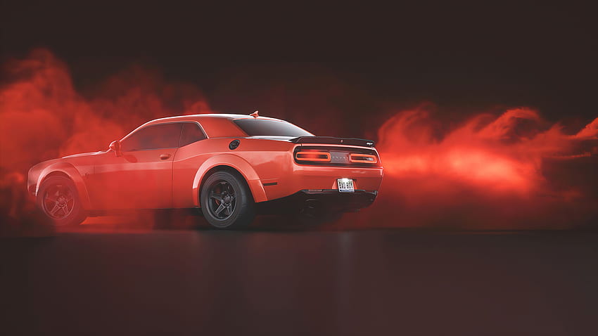 Red Dodge Challenger Demon SRT Rear 1440P Resolution , , Background, and, Dodge Demon Logo HD wallpaper