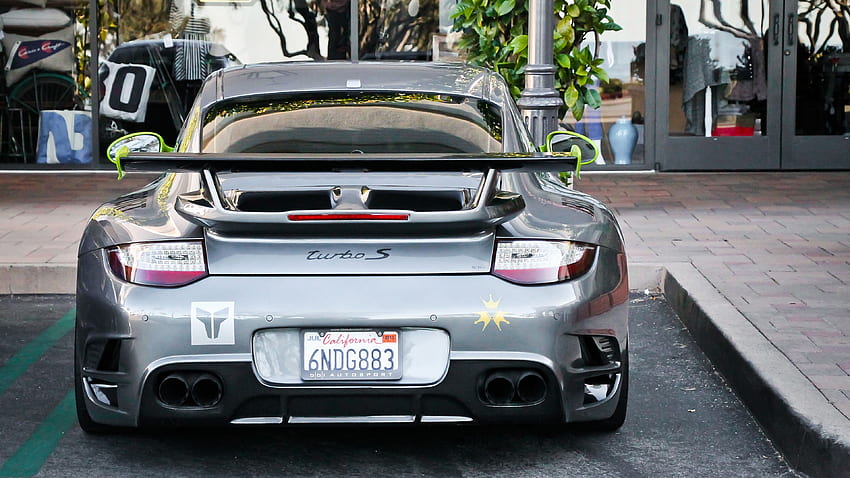 Silver Porsche 911 turbo S back view - Car HD wallpaper