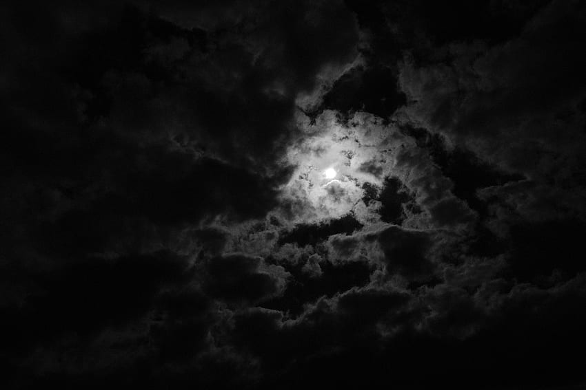 Night, Clouds, Moon, Bw, Chb HD wallpaper | Pxfuel