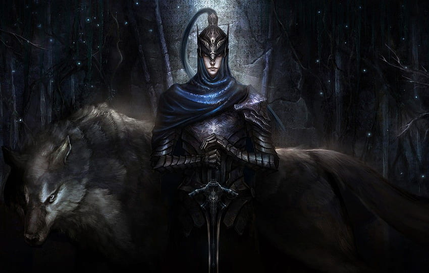 wolf, warrior, art, helmet, armor, boss, Dark Souls, artorias, Knight Artorias, Artorias of the Abyss for , section игры HD wallpaper