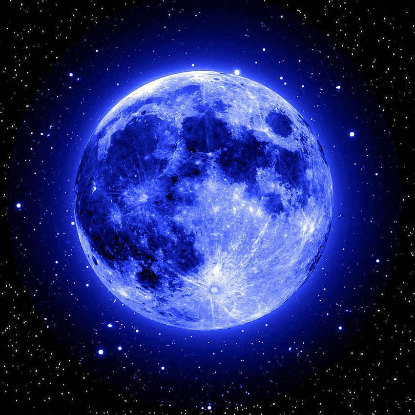 Blauer Mond und Stern HD-Handy-Hintergrundbild