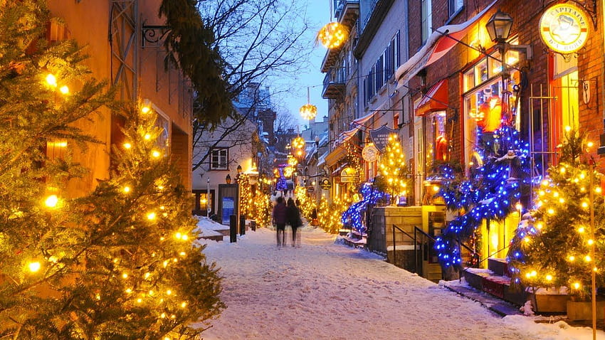 Old Quebec City Christmas -, Quebec Winter HD wallpaper