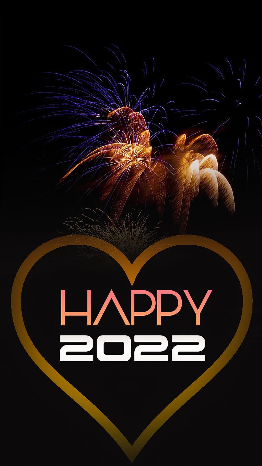 Happy New Year 2022, love, electric blue, midnight, happy 2022, fireworks, heart, new year 2022, new year , happy new year, night sky, fire cracks, new year HD phone wallpaper