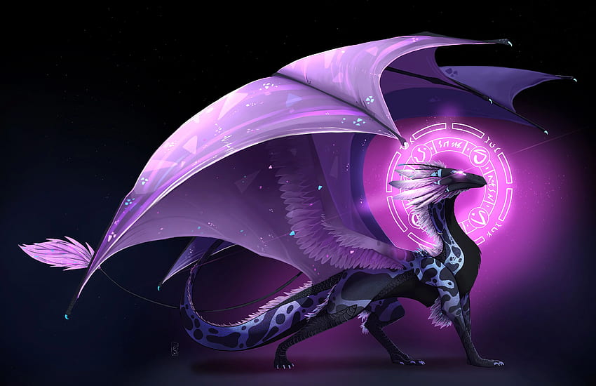 Rising Dragon, Artist, , , Background, Black and Purple Dragon HD wallpaper