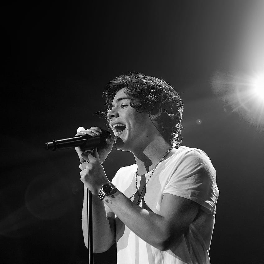 Android . Harry Styles singt Bandmusik, Harry Styles Black and White HD-Handy-Hintergrundbild