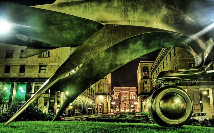 イタリア ミラノの真鍮の彫刻 r、真鍮、都市、彫刻、r、公園 高画質の壁紙