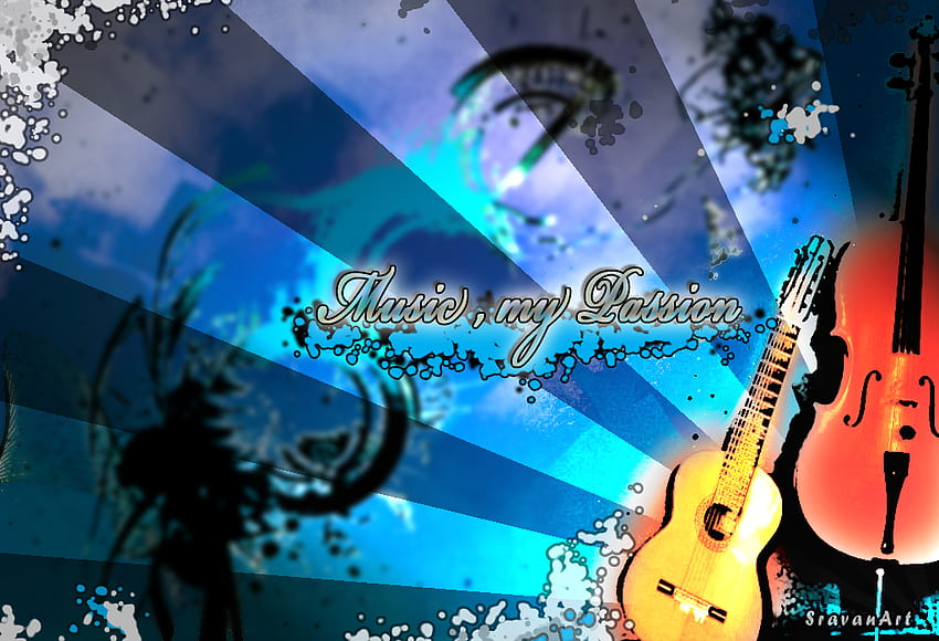 Music my passion, music, abstract, guitar, passion, violin HD wallpaper