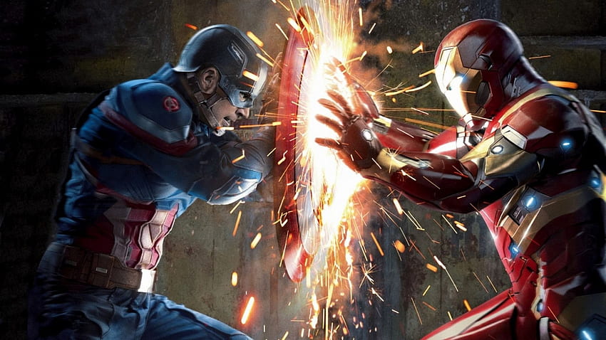Résolution de la guerre civile de Captain America contre Iron Man, arrière-plan et double moniteur de Captain America Fond d'écran HD