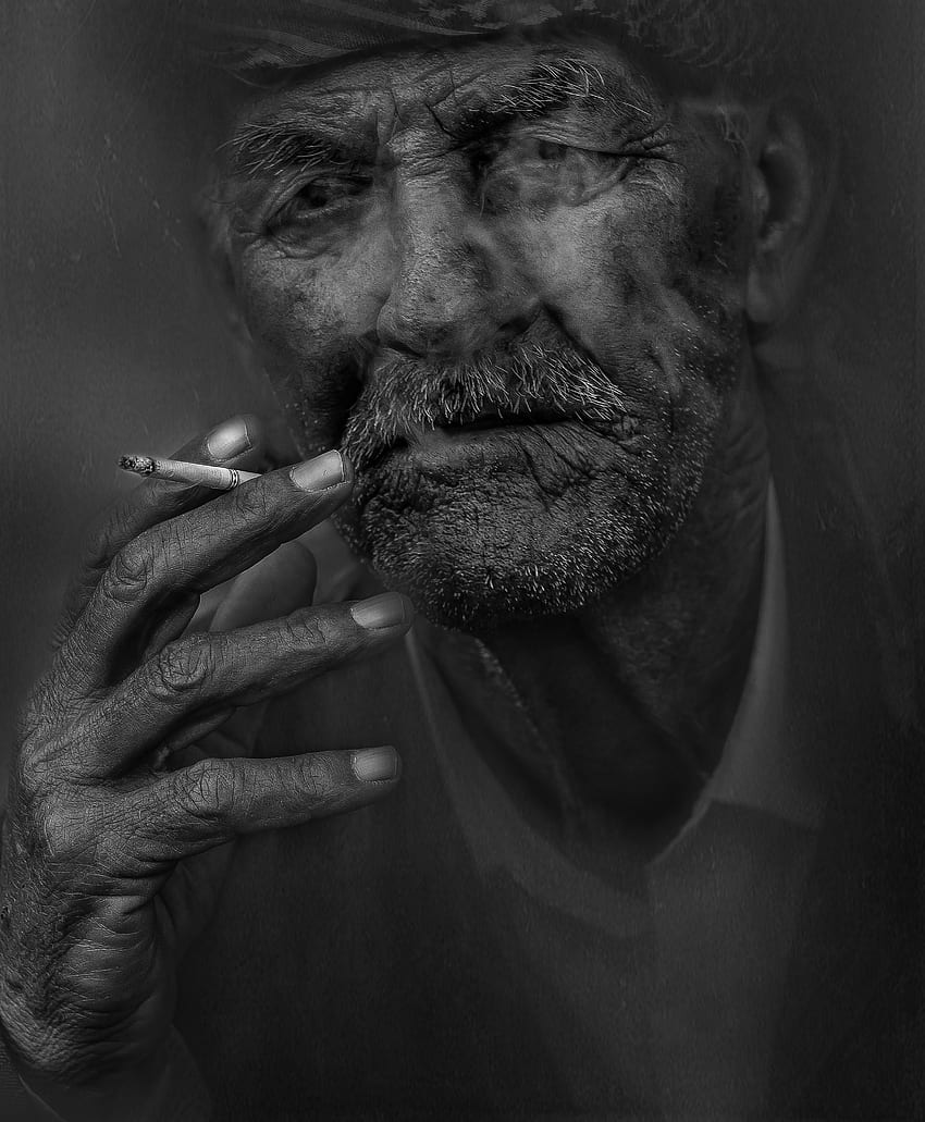/ 喫煙者, 人, 喫煙する, タバコ, 古い, 高齢者, 肖像画, 人, 喫煙する HD電話の壁紙
