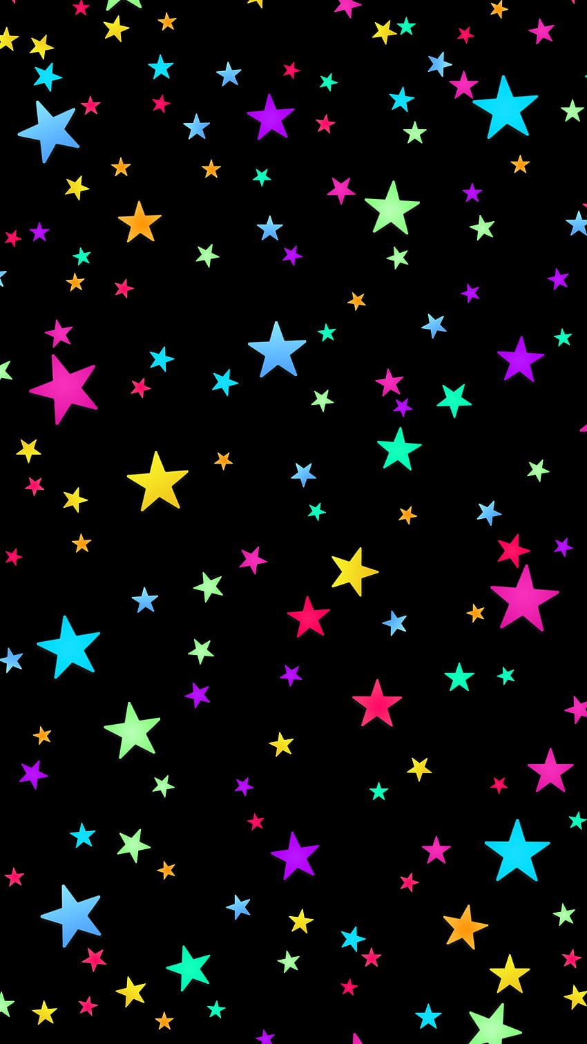 Bintang berwarna-warni, hitam, warna wallpaper ponsel HD