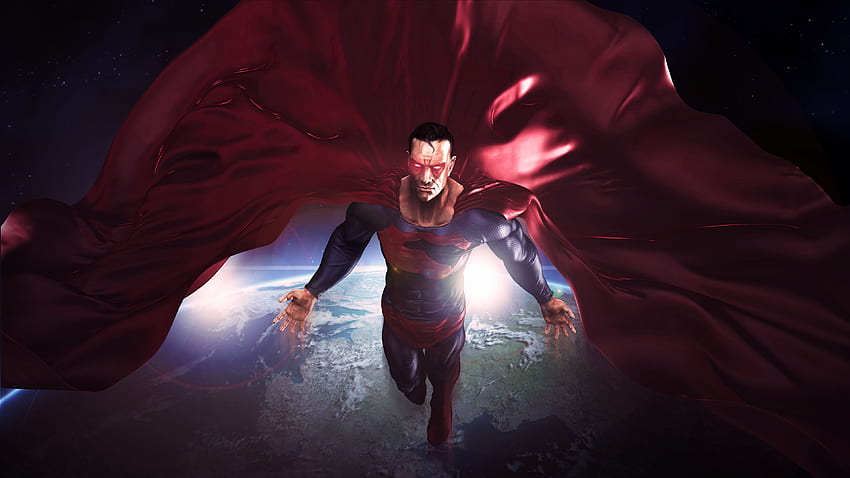 Superman im Weltraum Red Cape Flying Artwork , Superman Flying Computer HD-Hintergrundbild