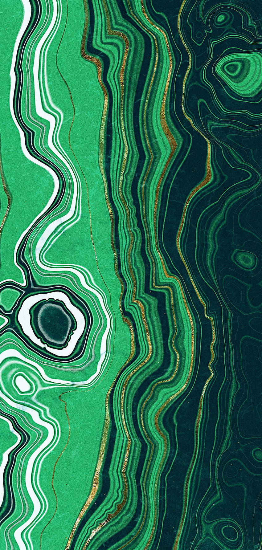 Texturas minerales de malaquita y oro. Diseño gráfico dorado, Textura digital, de computadora, Geoda verde fondo de pantalla del teléfono
