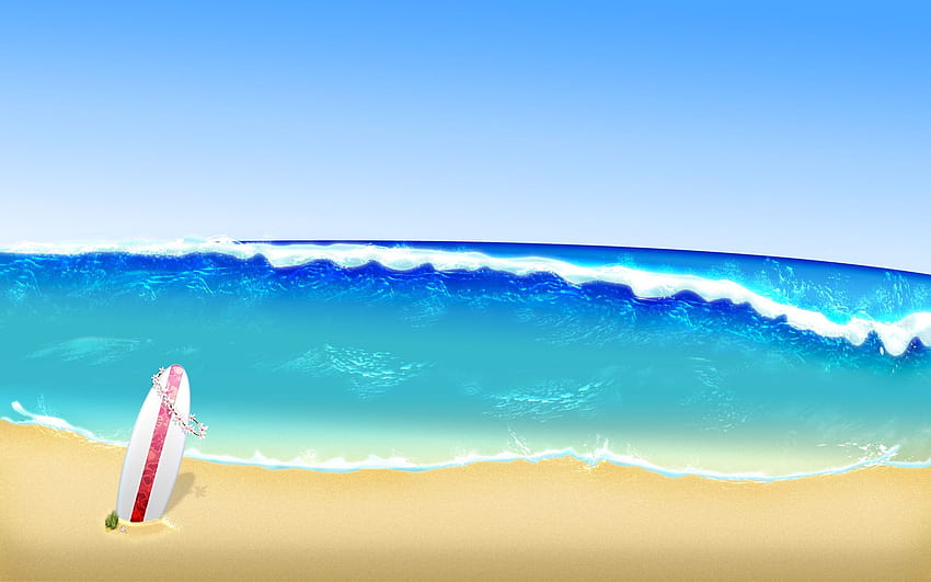 Hareketli Plaj Dalgaları, Çizgi Film Sahili HD duvar kağıdı